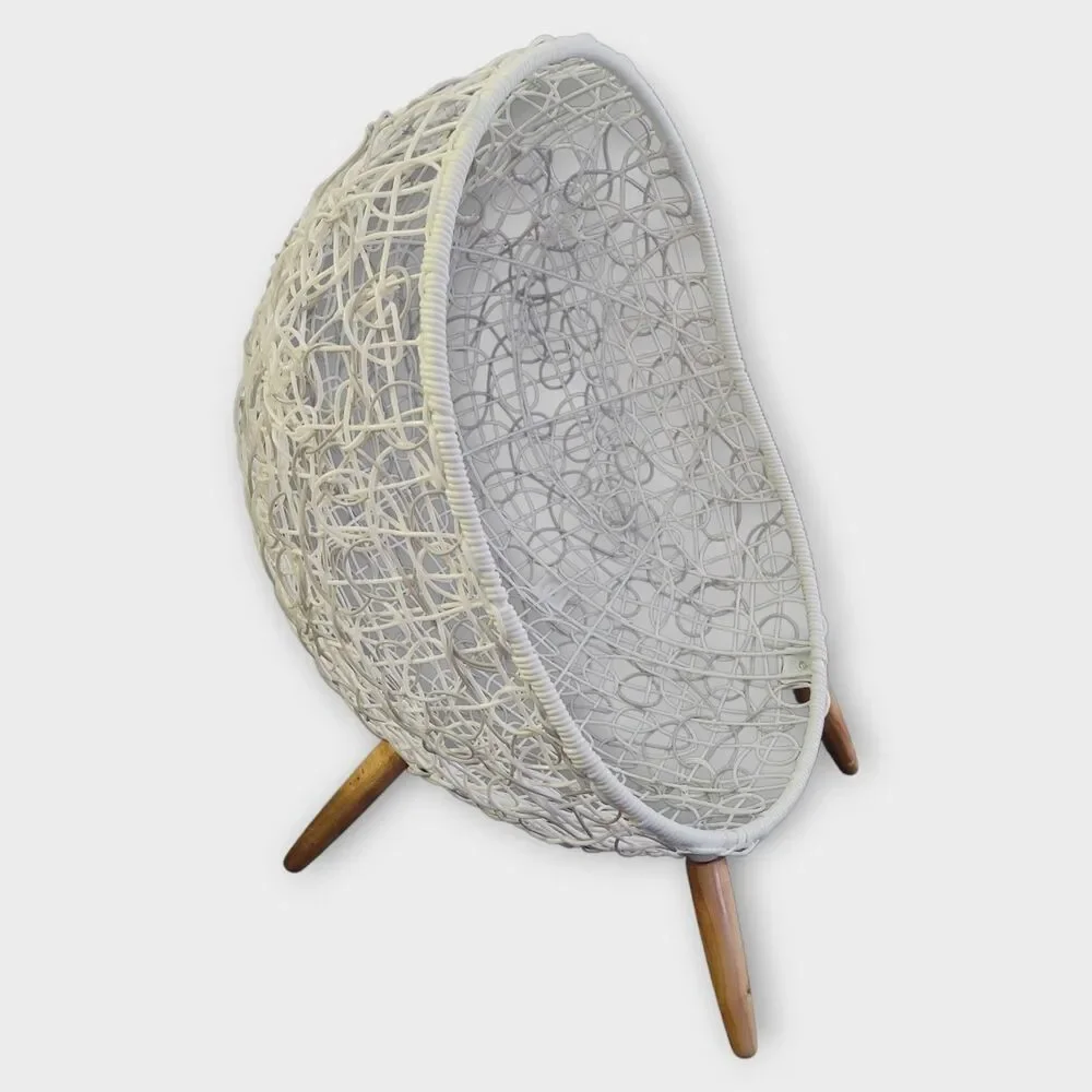 Puppy Pets Small Dogs Rattan Basket Wicker Egg Lounge Chair White Waterproof